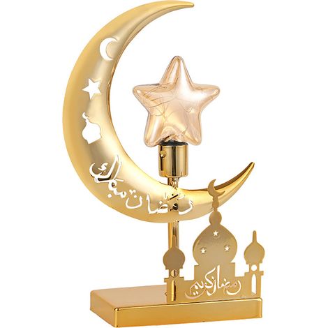 (Benötigt 3 AA-Batterien) LED-beleuchteter Stern und Mond als dekorative Dekoration für orientalische Feste, Bühnenbilder und festliche Anlässe (1/2)