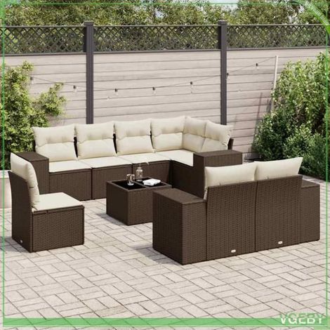 Salon de jardin - 3222852 - Résine tressée - 9 pcs modulable - Coussins déhoussables (1/5)