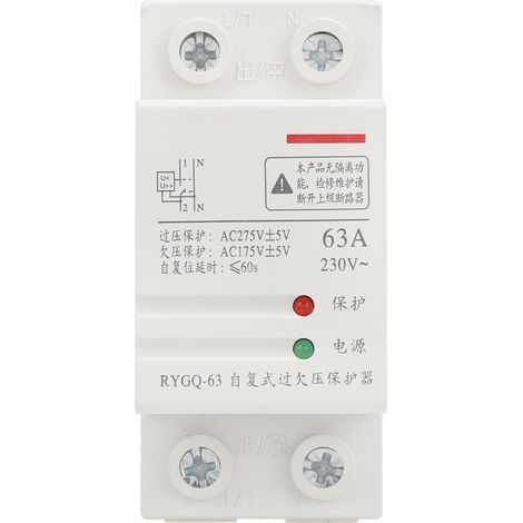Protecteur de sous-tension RYGQ-63 230V, dispositif de sécurité à réarmement automatique, équipement de protection auto-récupérateur, 63A. (1/5)