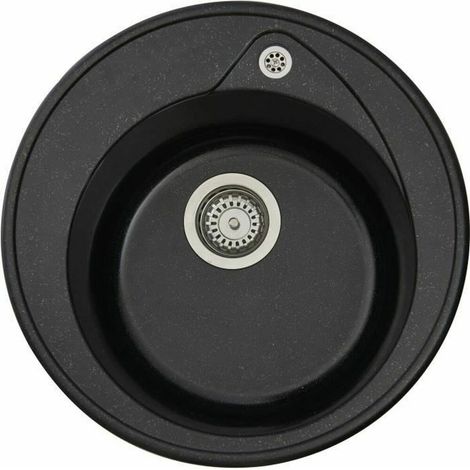STRADOUR Evier a encastrer RONDA, en SMC NOIR PAILLETE - 06,  1 bac, dim. O 49 cm, vidage manuel