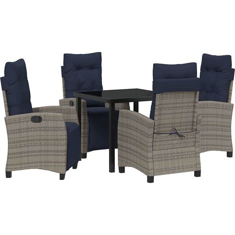 Maison Exclusive - Set da Pranzo per Giardino con cuscino 5 pcs Grigio polyrattan (1/5)