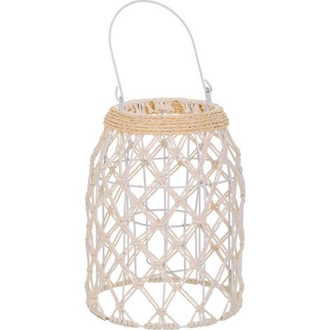 Farol de algodón trenzado y fbira natural blanco d16x30 (1/5)