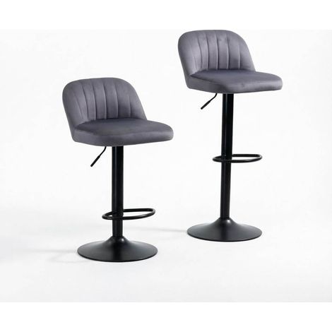 Set di 2 sgabelli da bar regolabili con schienale grigio e nero, HOMVRA (1/5)