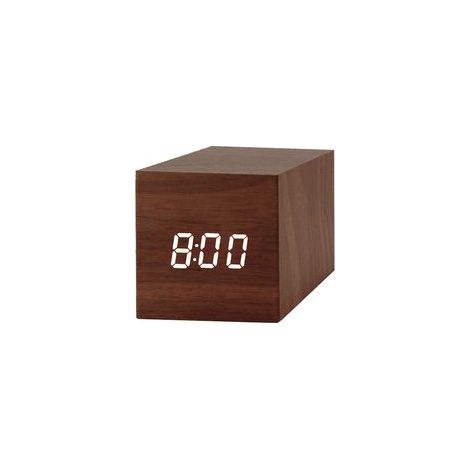 Horloge en bois LX-Mini - bois brun avec lettres blanches (1/5)