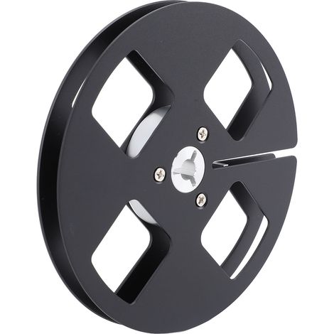 Bobine de bande magnétique vide 1/4" (5 pouces) en alliage d'aluminium, à 4 trous, compatible avec les magnétophones à bobines Studer ReVox (NAGRA), couleur noire. (1/5)