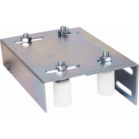 Deco Fer Forge – Plaque de guidage nylon Ø30mm – 4 olives réglables H55mm L220mm – À visser pour tubes 30 à 60mm – Résistance à l'usure