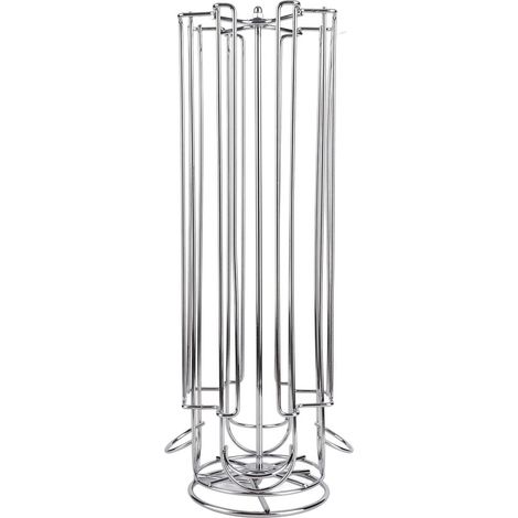 Support Pour Capsules Café - Rotation 360° - Capacité 24 Capsules - Métal Chromé - Pour Comptoir Cuisine ou Bar