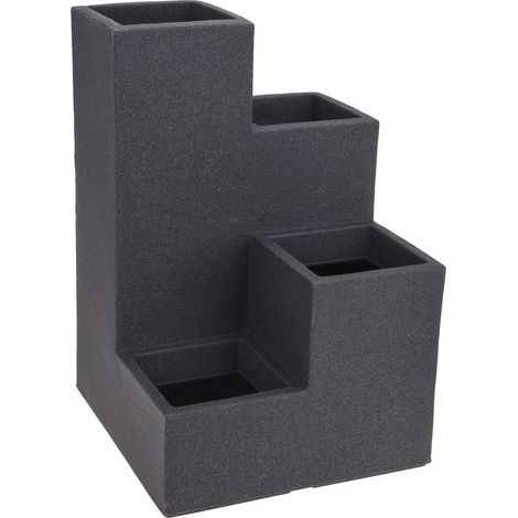 Spetebo – Lot de 4 escaliers fleuris 60 x 40 cm – Plastique anthracite – Résistant aux intempéries – Pour intérieur et extérieur