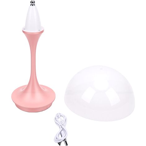 Lampe de table champignon nordique en forme de bourgeon, lumière d'ambiance, 3 couleurs, commande tactile, rechargeable par USB, rose, idéale pour la chambre ou le bureau. (1/5)