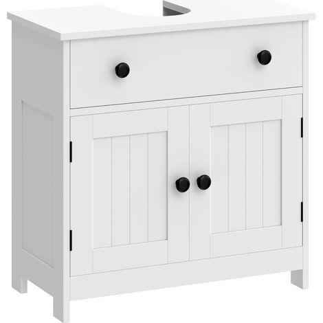 Mobile sottolavabo 73x38x18,5 cm in legno bianco con contenitore bagno (1/5)