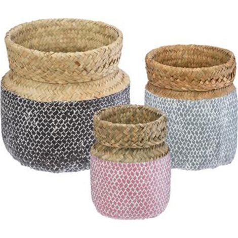 Lot de 3 Paniers de Rangement "Seagrass" 24cm Multicolore (1/4)