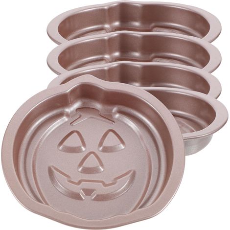 5 Pièces Moules à Gâteau Citrouille Moules Pâtisserie Halloween Antiadhésifs pour Biscuits Cheesecake et Mousse Compatibles Four Micro-ondes Congélateur et Lave-vaisselle (1/5)