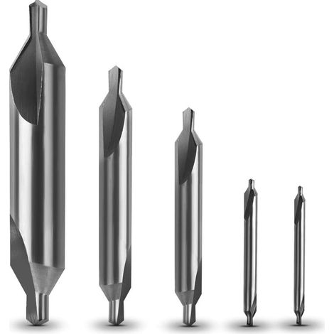 Foret À Centrer - 5 Pièces HSS 60° - Diamètres 1 1,5 2,5 3,15 5 mm - Pour Métal Bois Fer - Ensemble Combiné (1/5)