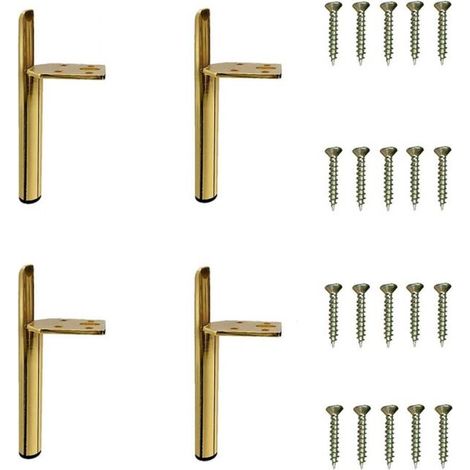 4 Pcs - 13cm Modern Furniture Legs Replacement Cabinet Feet Table Bed Legs with Screws Gold (1/5)