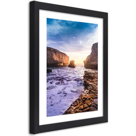 Quadro con cornice, Oceano e rocce - 20x30 (1/5)
