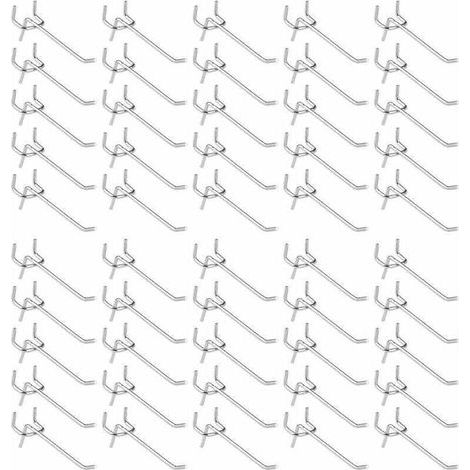 50 Pièces Crochets pour Panneau Perforé,Crochets pour étagères Murales pour Affichage Panneau Perforé Garage Magasin Outils Rangement Cintre Crochets pour étagères Murales (1/5)