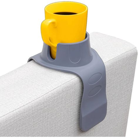 Porte-gobelet - Porte-gobelet pour canapé - Organisateur d'accoudoir - Porte-gobelet pour canapé - Silicone anti-perforation - Porte-gobelet pour accoudoir (Gris - 42 x 14,5 x 9 cm) (1/5)