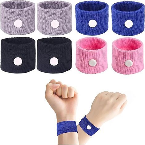 Lot de 8 bracelets anti-nausées et d'acupression pour soulager le mal des transports, les vertiges et les nausées matinales, notamment pendant la grossesse, en voiture ou en mer. (1/5)