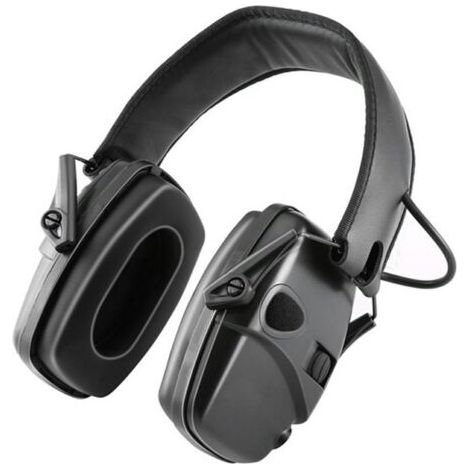 Casque Anti Bruit de Tir Electronique Coussinets d'oreille Remplaçable,Protection Auditive de Chasse Amplificateur Sonore, SNR 27dB, NRR 22dB, Noir (1/5)
