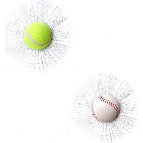 Autocollants 3D en verre fissuré, 2 pièces, autocollants cassés de Baseball, balle de Tennis de voiture drôle, trucs de farces