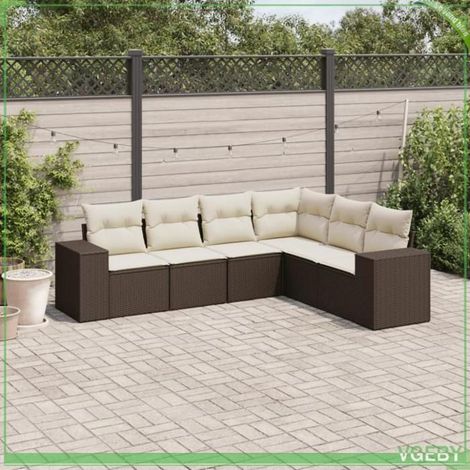 Salon de jardin - 3254950 - Résine tressée - 6 places - Rangement sous assise (1/3)
