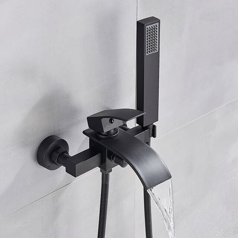 Chrome Bathtub Faucets Bath Shower Set Waterfall Bathtub Mixer Tap Dual Control Wall Mounted Shower Faucet MUMU (1/4)