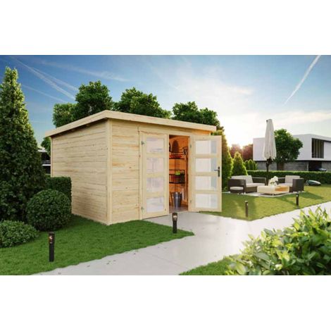 Zambezi 7-Log Cabin, Wooden Garden Room, Timber Summerhouse, Home Office - L320 x W324.8 x H210.9 cm