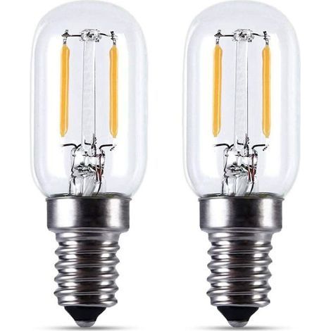 2pcs Ampoule LED E14- Ampoule réfrigérateur LED2W, T22, 200LM, équivalent à une lampe à incandescence 15W, blanc chaud 2700K, 230V, réfrigérateur / lampe au sel / avec petite LED E14, [Classe énergéti (1/4)