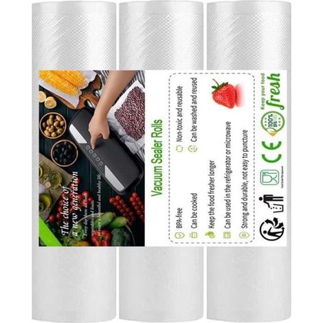 Rouleaux de Mise Sac Sous Vide Alimentaire 3 Rouleaux de 20x500cm │ sans BPA │ pour Machine Sous Vide et la Conservation (1/4)