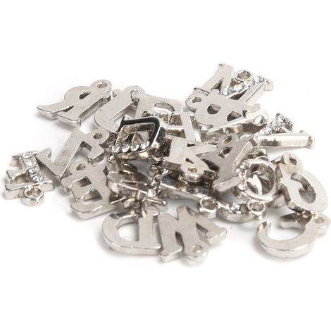 26Pcs Alloy Letter Pendants DIY English Alphabet with Rhinestones Ornament Jewelry Making Accessories (1/5)