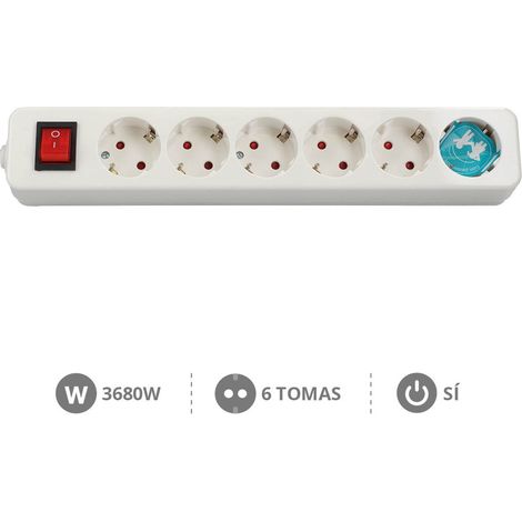 Base multiple Mega 6 enchufes + interruptor sin cable GSC 000800230 (1/2)