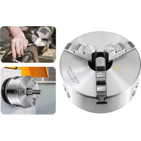 Mandrin de tour, 100 mm, auto-centrant manuel, conception à 3 mors, compatible avec les tours K11, métal durable (1/5)