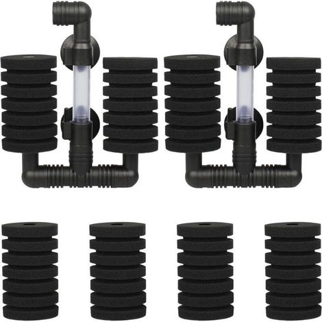 2 PCS Kit Filtre Exhausteur Aquarium Filtre d'aquarium Double avec 4 Éponges de Rechange pour Filtrage Biologique et Mécanique (1/4)