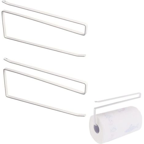 2 soportes para rollos de cocina, sin necesidad de taladrar, aptos para espacios pequeños y soportan fácilmente el peso de las toallas de papel. (1/4)