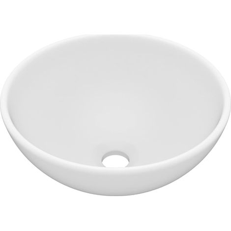 Lavabo rotondo di lusso per bagno lavabo da appoggio lavabo lavabo per cosmetici interno diametro 32,5 cm ceramica bianca opaca 020002707
