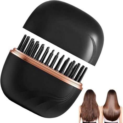 Brosse Lisseuse Mini Sans Fil. Brosse Lissante Rechargeable Portable. Chauffage Rapide 30 Secondes. 3 Températures Réglables. Coque Anti-Brûlure. Idéale (1/5)
