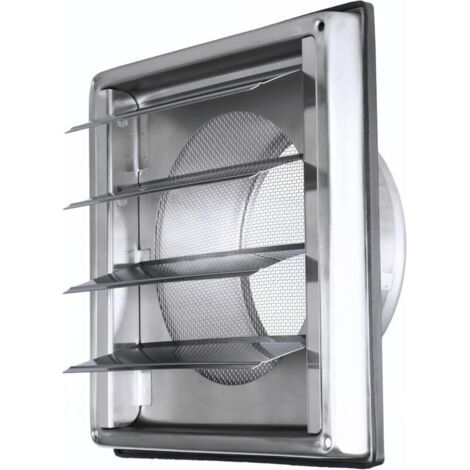 Grille Ventilation Inox 125mm pour Hotte/Sèche-Linge - avec Moustiquaire Anti-Insectes et Lames Mobiles - Flux d'Air Optimal (1/3)