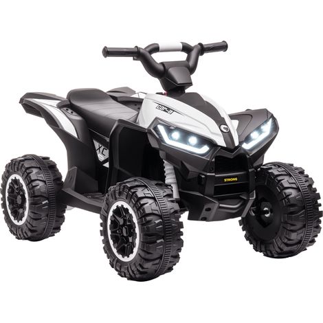 12V Ride-On Quad Bike w/ Music, Horn, for Ages 3-5 Years - White (1/5)