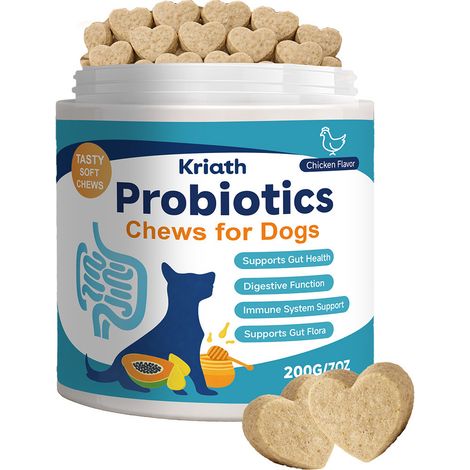 Comprimés à croquer probiotiques pour chiens - Formule douce, soin quotidien pour chiens, équilibre de l'organisme - 200 g (1/5)
