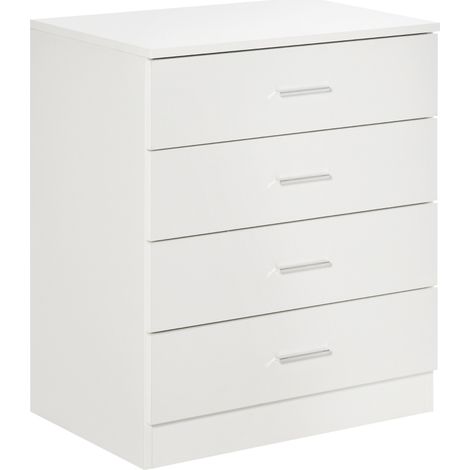 Chest of Drawers, 4 Drawers Storage Cabinet with Metal Rails, Anti-Tip for Playroom, Nursery Room, Hallway, etc