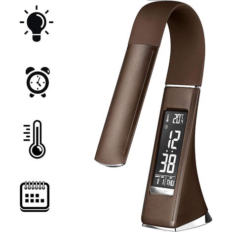 Lampe de table multifonctionnelle LED en cuir pour bureau, lampe pliable créative à déformation tactile pour la protection des yeux (1/4)