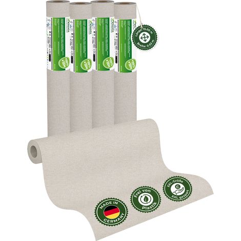 Vliestapete Vliestapete farbig – UNI Tapete einfarbig Cremebeige 4er Set, 4 x 15,00 m x 0,53 m, matt, waschbeständig, stoßfest, Made in Germany – Veluxis