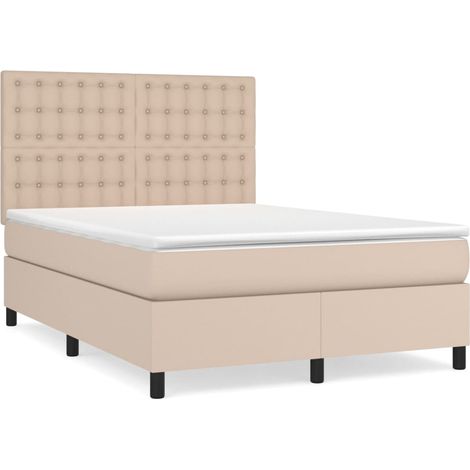 Maison Exclusive - Giroletto a Molle con Materasso Cappuccino 140x190cm Similpelle (1/5)