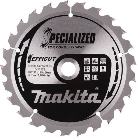 Makita EFFICUT Sägeblatt 190x1,85x20mm 25Z Holz Akku-Kapp- Gehrungssägen E-11178