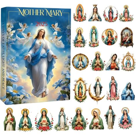 Calendrier De L'Avent - Acrylique 2D Décorations De Noël 2025 Ornements de la Vierge Marie Calendrier des Fêtes - pour Fêtes Anniversaire Croyants Collectionneurs Arbre Jardin (1/5)