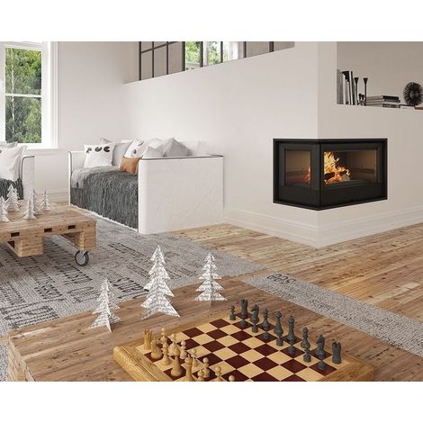 Inserto para chimenea con turbina, acristalamiento frontal y lado izquierdo 11,5 kW HOLGUIN - Toma de aire exterior: SIN