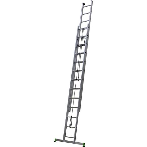 Centaure – Échelle coulissante 2 plans à corde 3m70/5m95 – Barreaux striés antidérapants – Roulettes de déploiement – Conforme norme EN 131