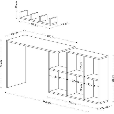 Escritorio, mesa de trabajo, mesa de oficina Desk Roble (1/4)