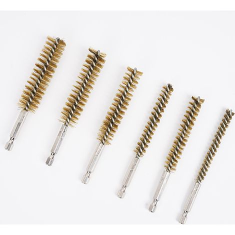 Brosse à manche hexagonal en fil de cuivre avec trou métallique, manche hexagonal poli (1/4)