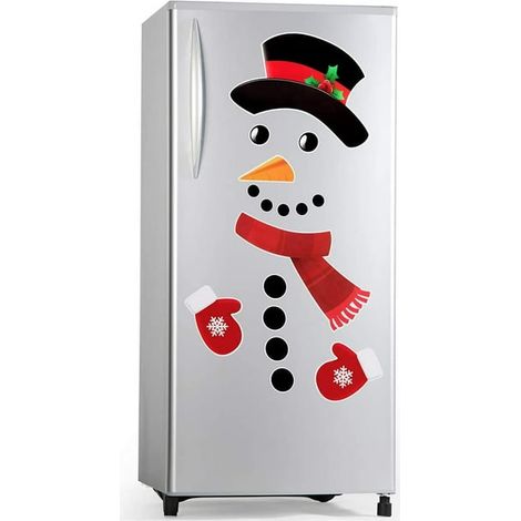 Lot de 16 aimants réfrigérateur bonhomme de neige, autocollants rigolos et mignons pour frigo, décorations de Noël pour porte métallique, garage, armoire bureau (1/5)